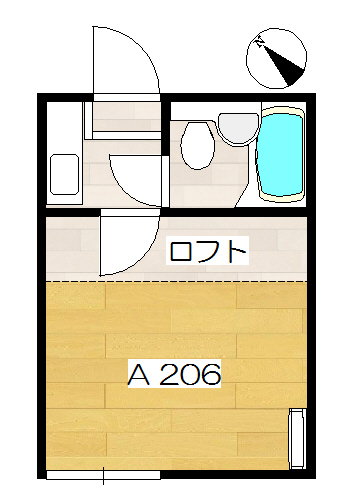【間取り】小田急線JR横浜線町田駅の賃貸アパート:プラザ・ドゥ・デボンA206号室 【間取り】小田急線JR横浜線町田駅の賃貸アパート:プラザ・ドゥ・デボンA206号室