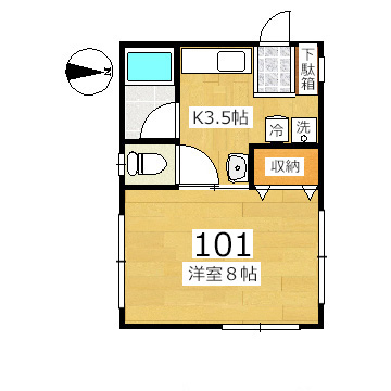 【間取り】小田急線向ヶ丘遊園駅の賃貸マンション：K-two101号室