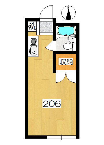 【間取り】小田急線生田駅の賃貸アパート:アーバンハウス生田206号室 【間取り】小田急線生田駅の賃貸アパート:アーバンハウス生田206号室